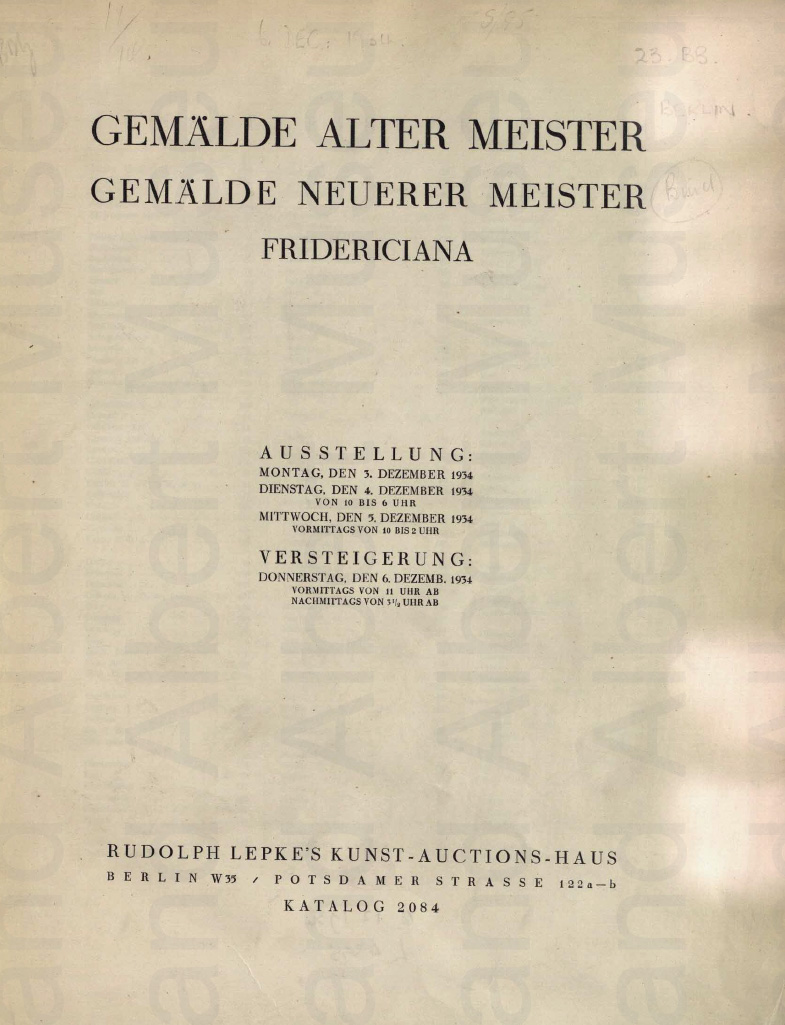 Lepke catalogue 1934