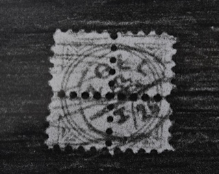 Glued stamp on back of panel